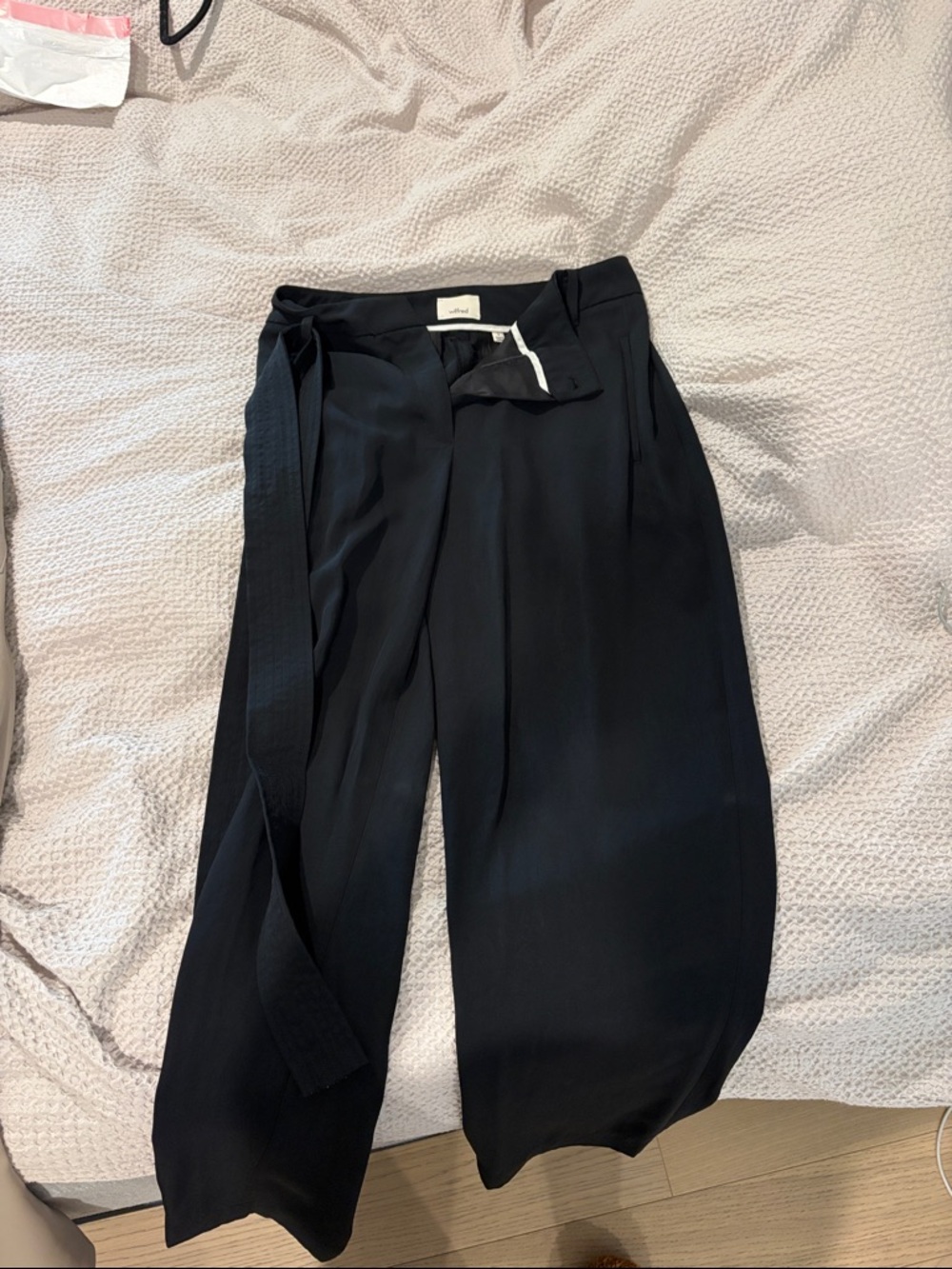 Wilfred Black Wide-Leg Wrap Pants